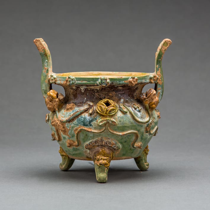 Tang Sancai-Glazed Tripod Vessel, 618 CE - 906 CE