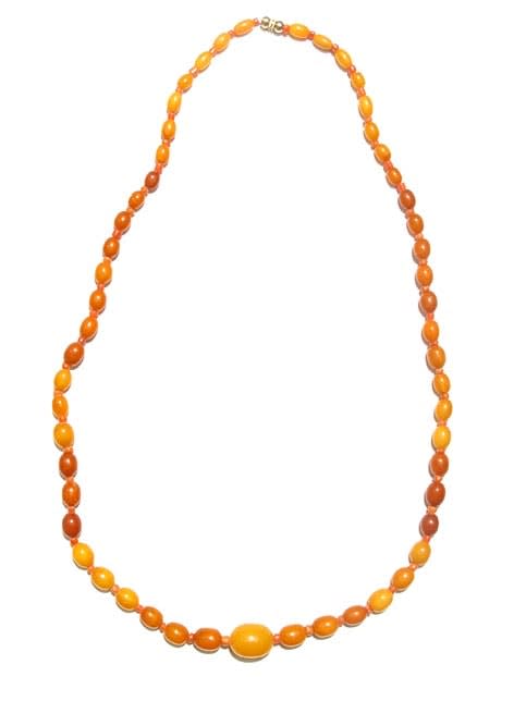 Amber and Coral Bead Necklace