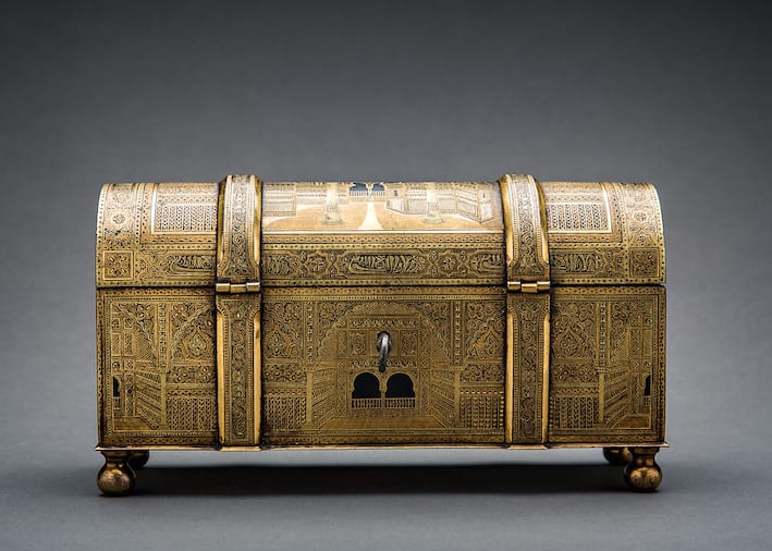 Toledo Workshop Damascened Jewellery Casket, 19th Century CE - 20th Century CE