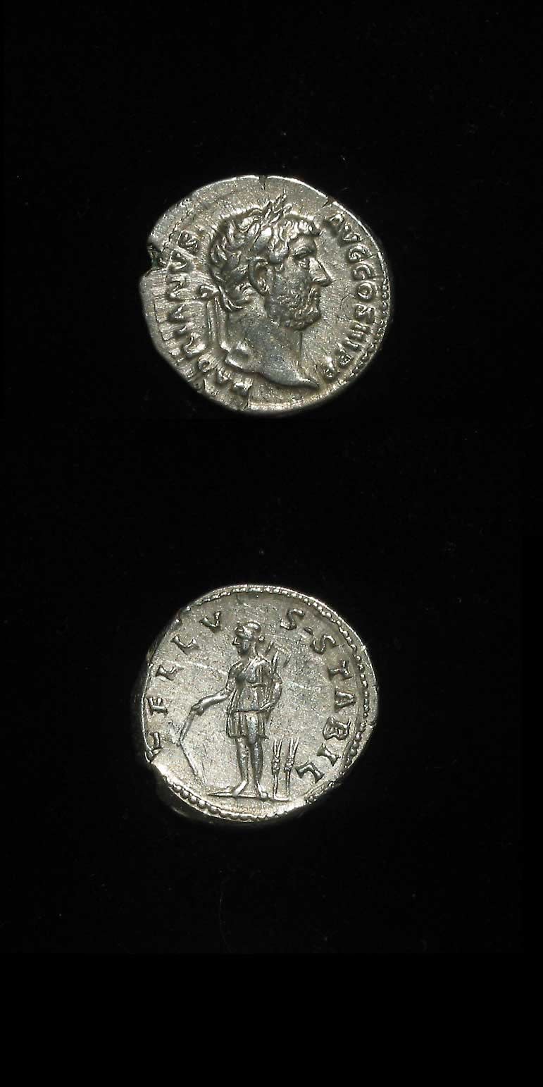 Silver Denarius of Emperor Hadrian, 117 CE - 138 CE