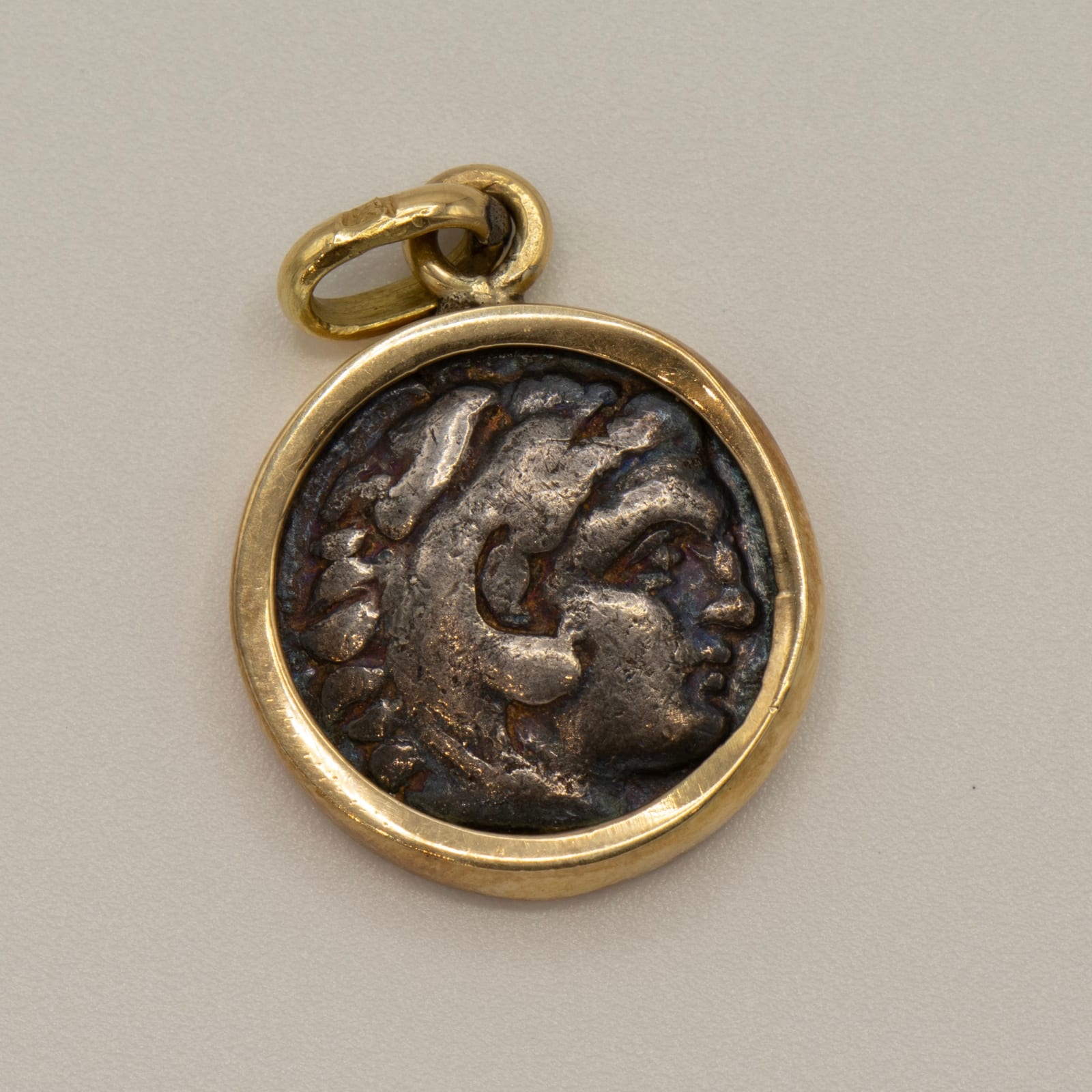 Gold Pendant with Silver Coin of King Alexander the Great, 336 BCE - 323 BCE