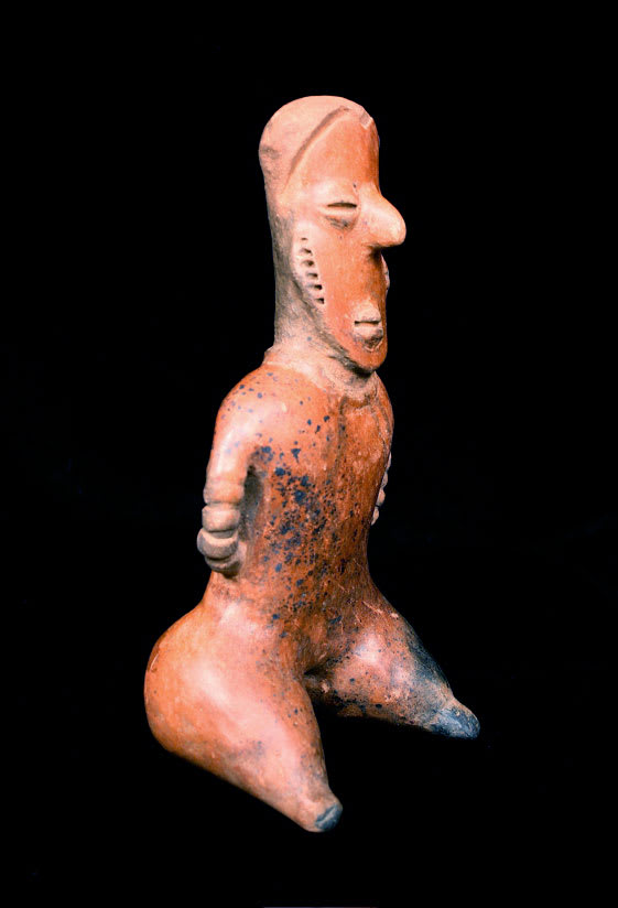 San Sebastián Style Nayarit Terracotta Sculpture of a Seated Figure, 300 BCE - 300 CE