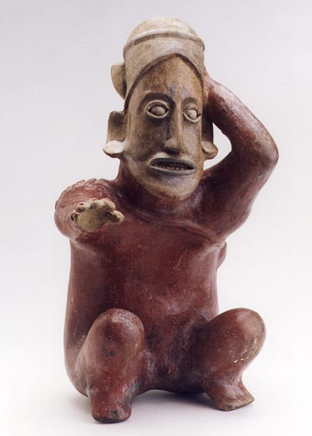 Ameca-Ezatlán Style Jalisco Terracotta Sculpture of a Seated Man, 200 BCE - 300 CE