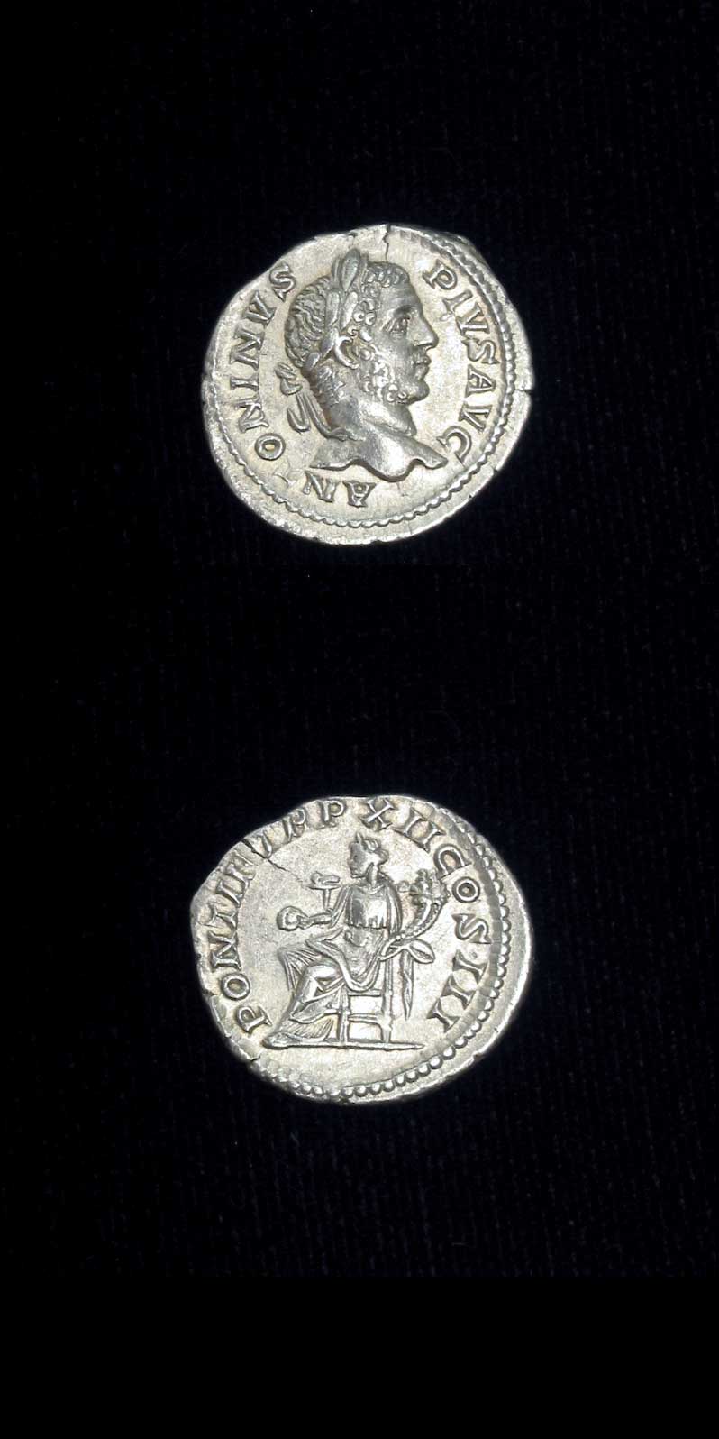 Silver Denarius of Emperor Caracalla, 200 CE - 210 CE