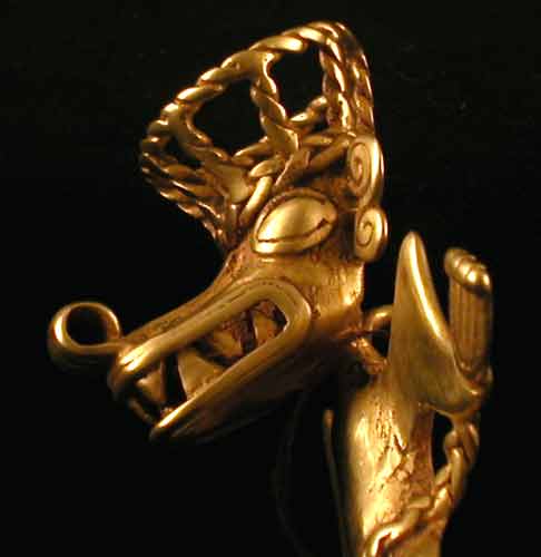 Diquis Gold Pendant of a Shaman Wearing a Saurian Mask, 500 CE - 1550 CE