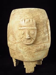 Colima Greenstone Human Effigy Tripod Vase, 300 BCE - 300 CE