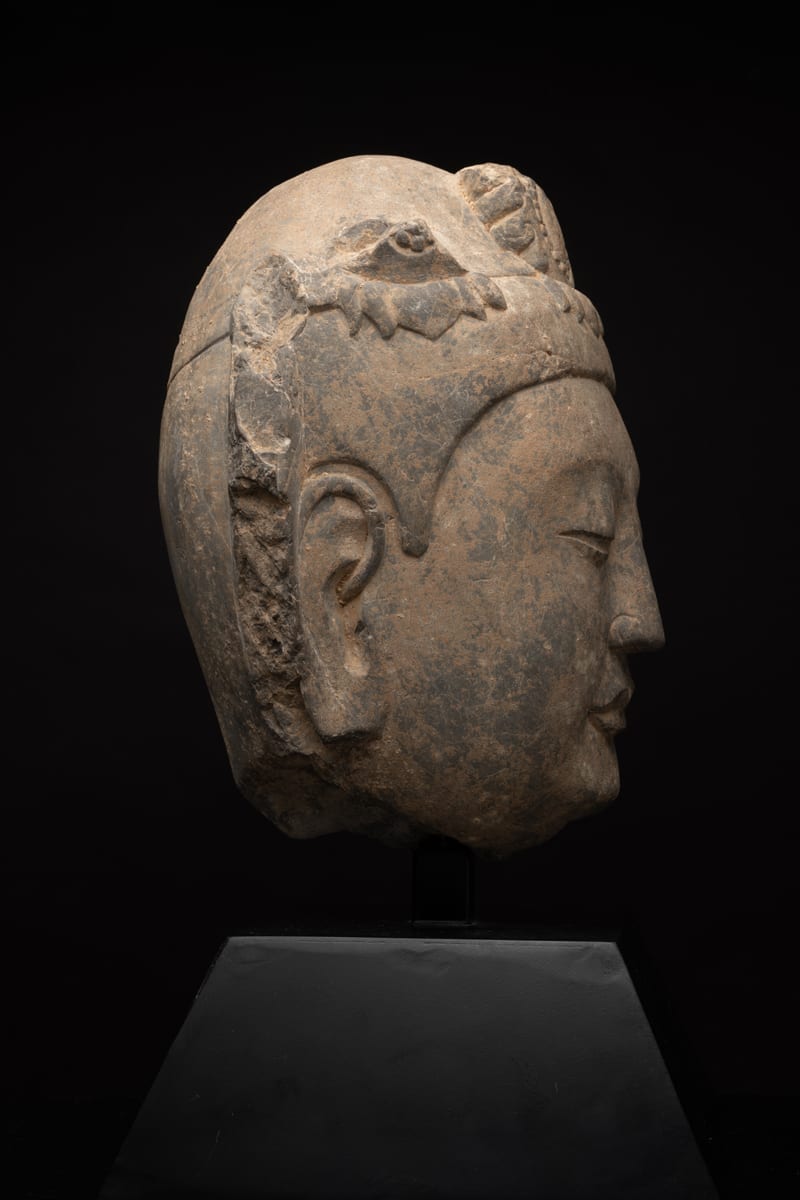 Sui Stone Head of a Bodhisattva, 581 CE - 618 CE