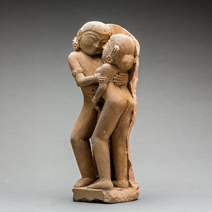 Erotic Sandstone Sculpture of a Couple, 13th Century CE