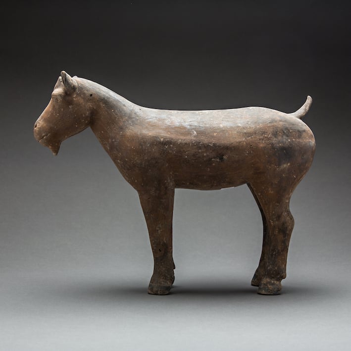 Pair of Han Terracotta Goat Sculptures, 206 BCE - 220 CE