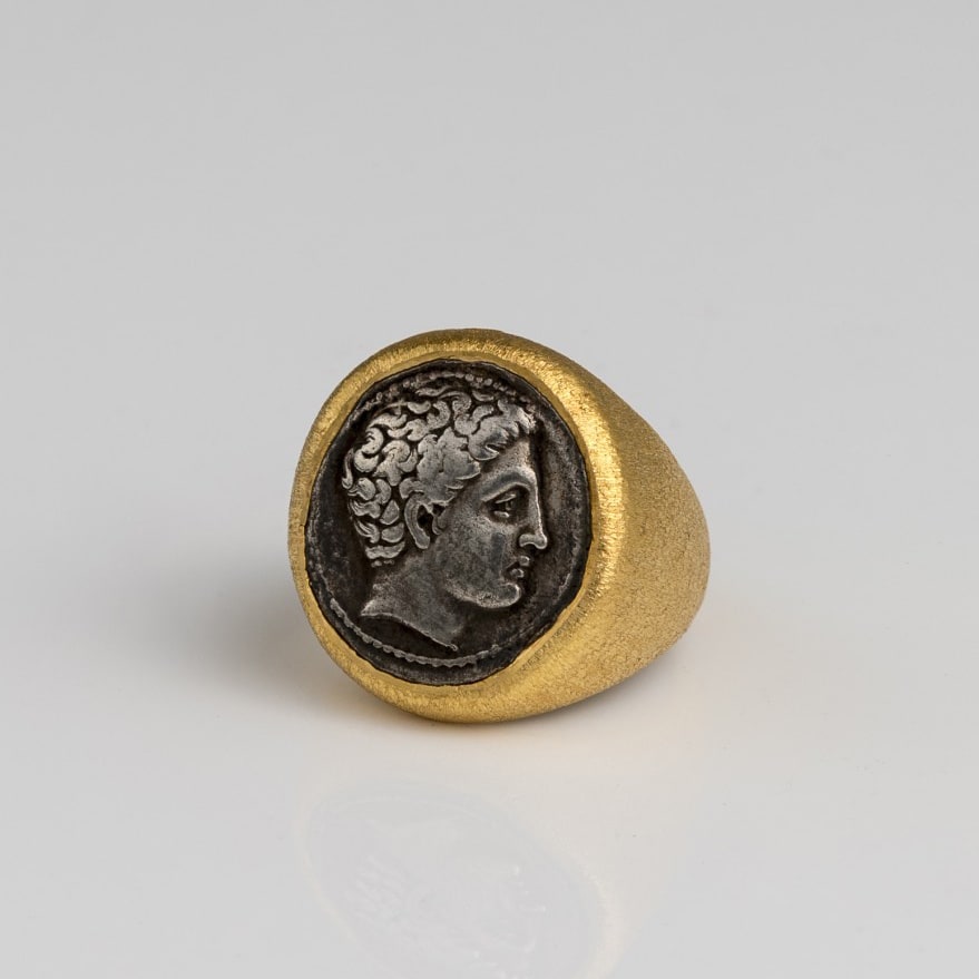 Gold Ring with a Silver Coin of Phalanna, 400 BCE - 340 BCE