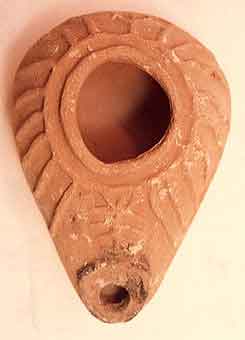 Byzantine Oil Lamp with a Menorah Motif, 400 CE - 600 CE