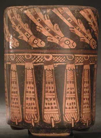 Mayan Polychrome Cylindrical Vessel, 500 CE - 900 CE