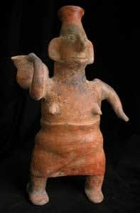 Colima Sculpture of a Woman Carrying a Vase, 300 BCE - 300 CE