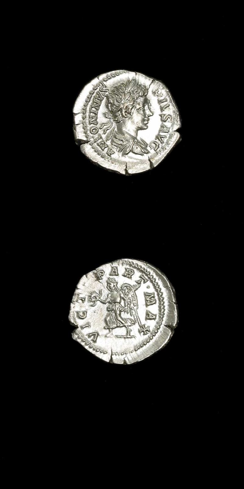 Silver Denarius of Emperor Caracalla, 200 CE - 210 CE