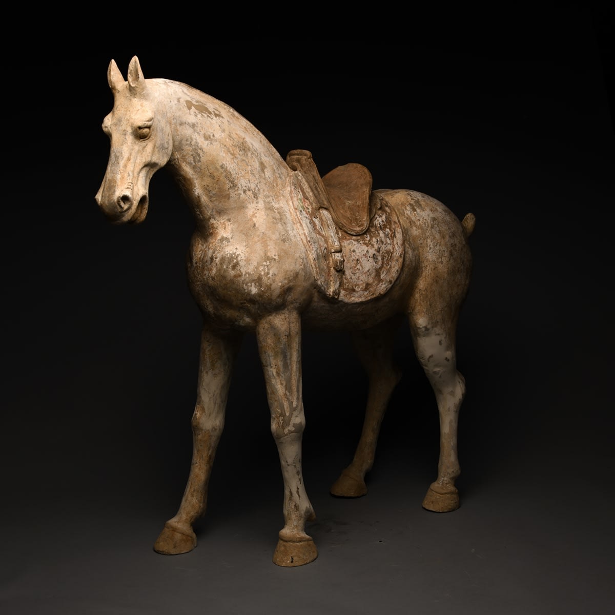 Tang Terracotta Sculpture of a Horse with a Painted Saddle, 618 CE - 906 CE