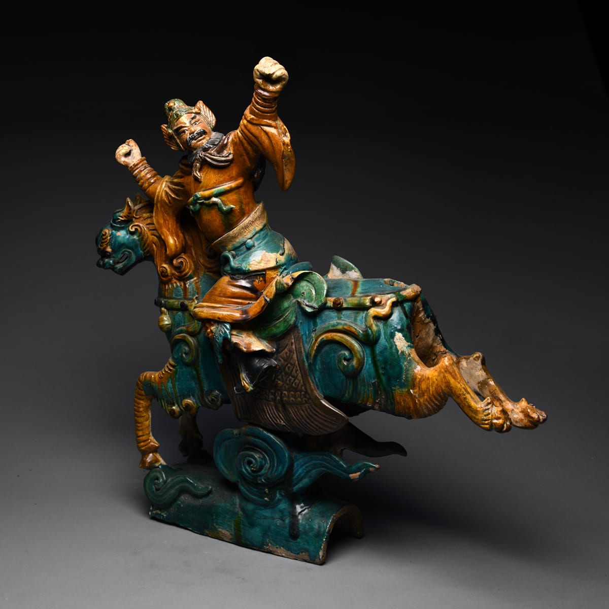 Ming Glazed Terracotta Sculptural Tile From a Temple Roof, 1368 CE to 1644 CE