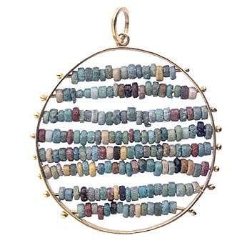 Egyptian Faience Beads Set In An 18k Pendant, 1600 BCE - 1100 BCE