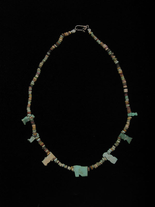 Egyptian Faience Bead Necklace With Amulets, 1900 BCE - 1100 BCE