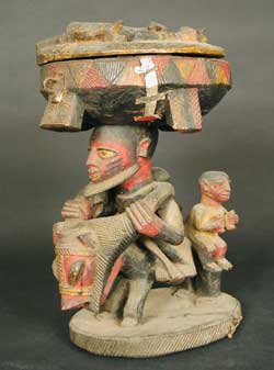 Yoruba Wooden Polychrome Container, 19th Century CE - 20th Century CE