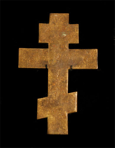 Russian Brass Cross With Enamel, 1750 CE - 1900 CE