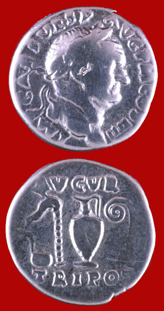 Silver Denarius of Emperor Vespasian, 69 CE - 79 CE