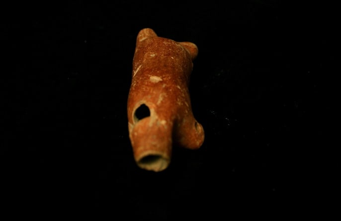 Pre-Columbian/ Colima Zoomorphic Whistle, 300 BCE - 300 CE