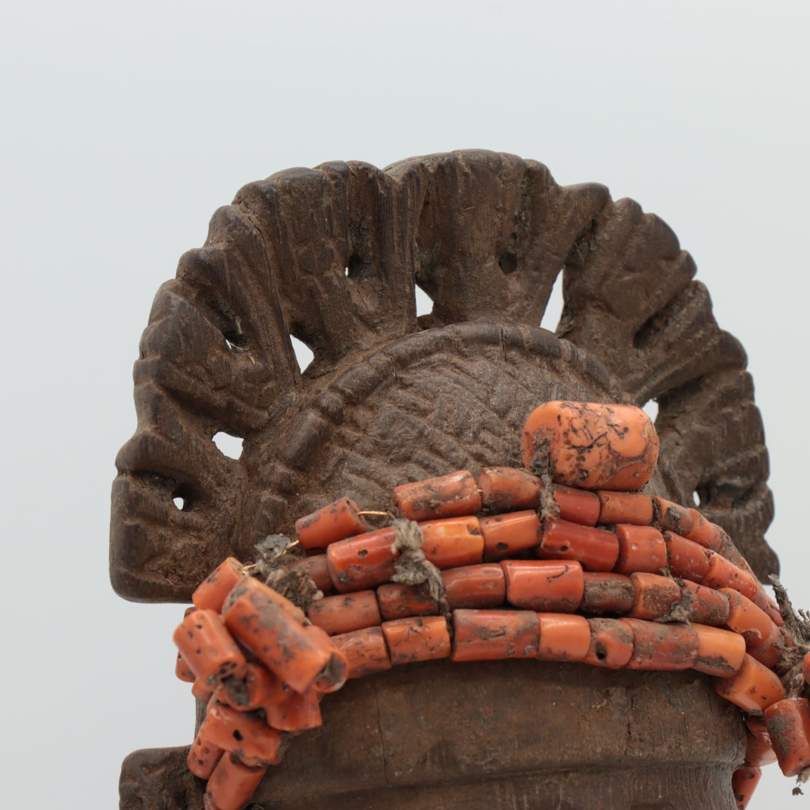 Benin Wood Hip Mask with Coral Beads, 1700 - 1800 CE