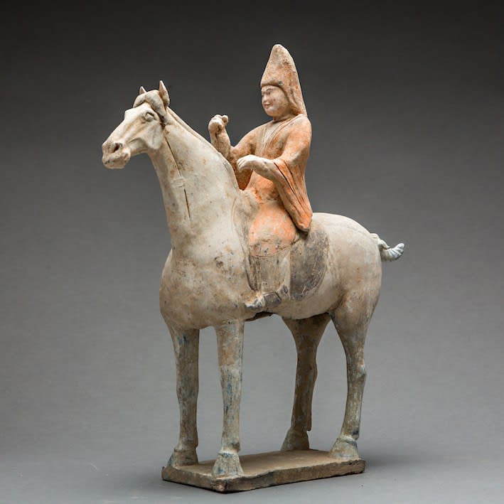 Tang Processional Set of Eight Polychrome Horse and Riders, 618 CE - 906 CE
