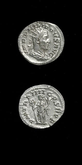 Silver Antoninianus of Emperor Philip I the Arab, 244 CE - 249 CE