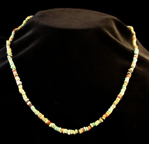 Egyptian New Kingdom Faience Bead Necklace, 1600 BCE - 1100 BCE
