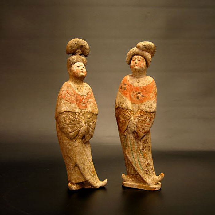 中国 テラコッタ 人物俑 仕女俑 置物 C 5367 - 彫刻/オブジェクト