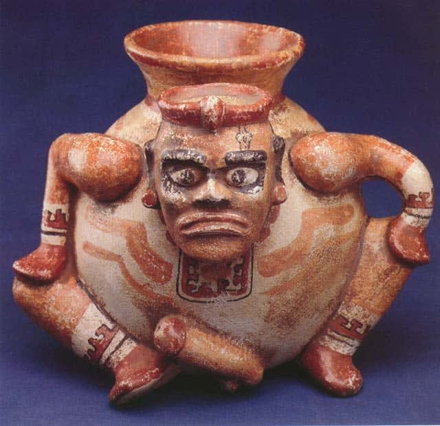 Seated Male Effigy Vessel, 800 CE - 1200 CE