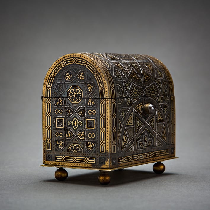Toledo Workshop Gold Damascened Casket, 19th Century CE - 20th Century CE