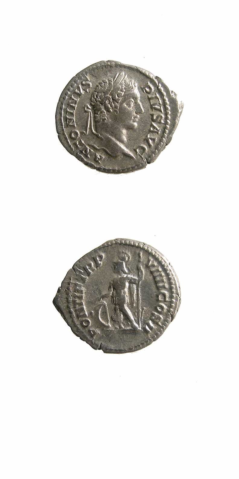 Silver Denarius of Emperor Caracalla, 200 CE - 210 CE
