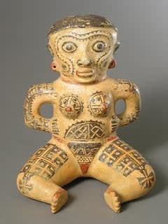 Guanacaste-Nicoya Galo Polychrome Sculpture of a Seated Woman, 500 CE - 800 CE