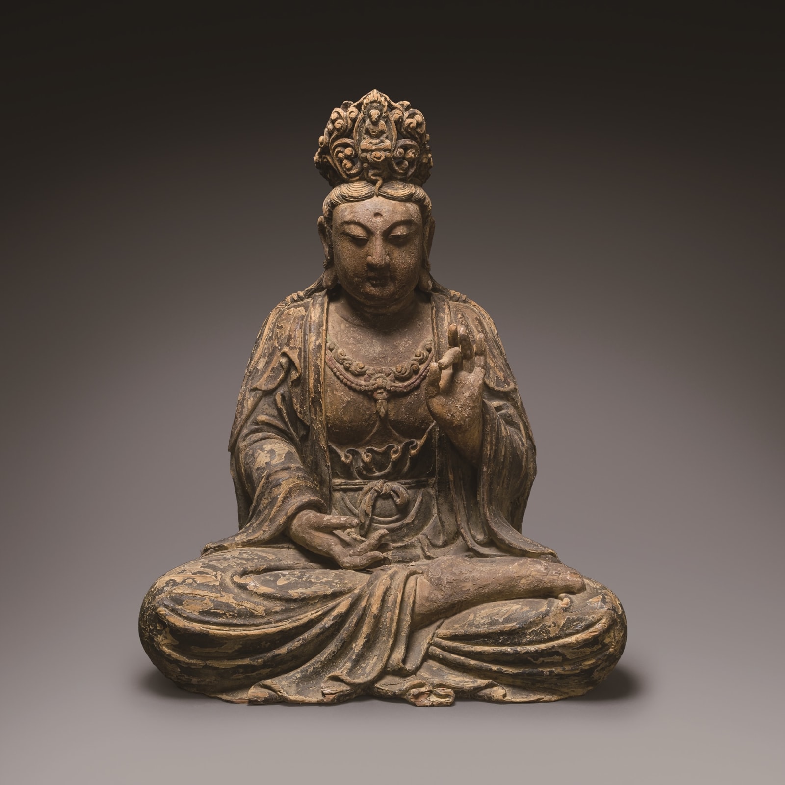 Wooden Sculpture of a seated Guanyin, 17th Century CE