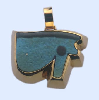 Egyptian Faience Sacred Eye of Horus Amulet, 1600 BCE - 1100 BCE