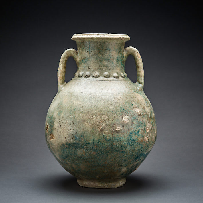 Parthian Pale Green Glazed Terracotta Amphora, 100 CE - 200 CE