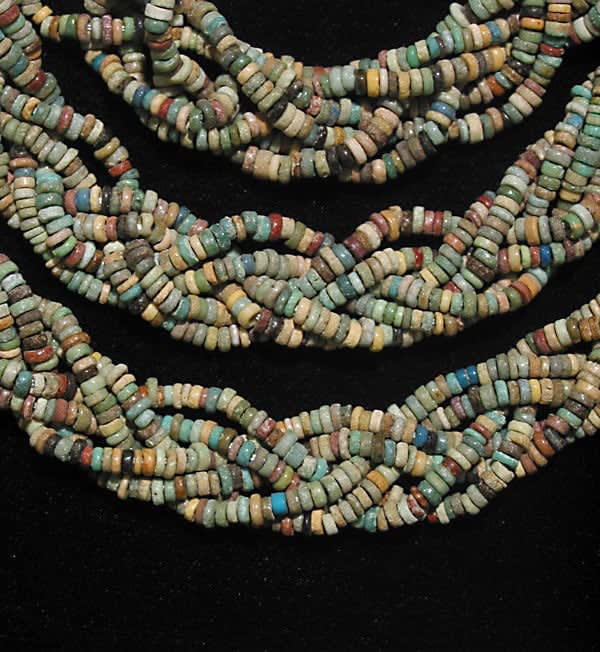 Six Strand Egyptian Faience Bead Necklace, 1900 BCE - 1100 BCE