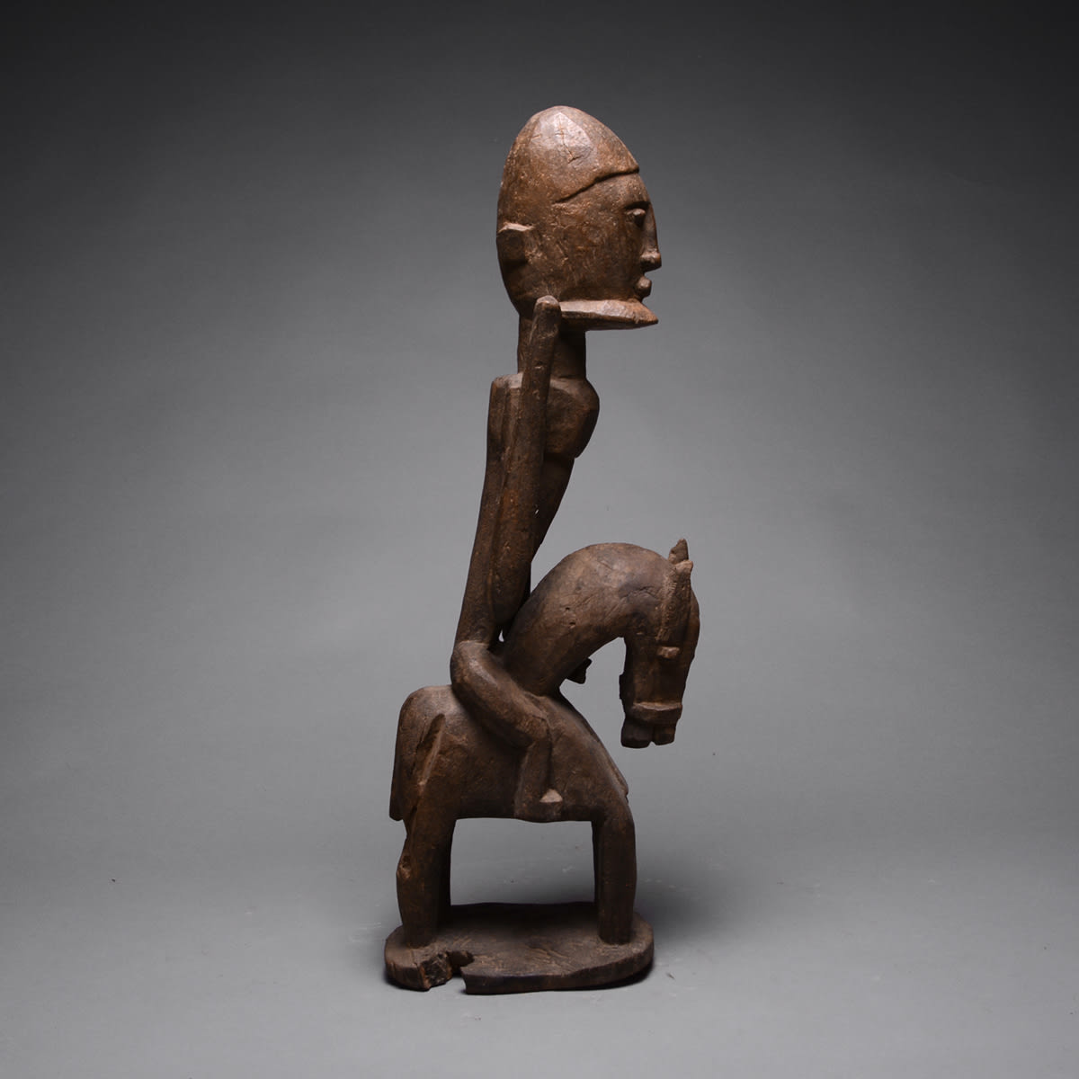 African Art / Bambara Wooden Sculpture of a Donkey and Rider, 19th Century CE - 20th Century CE