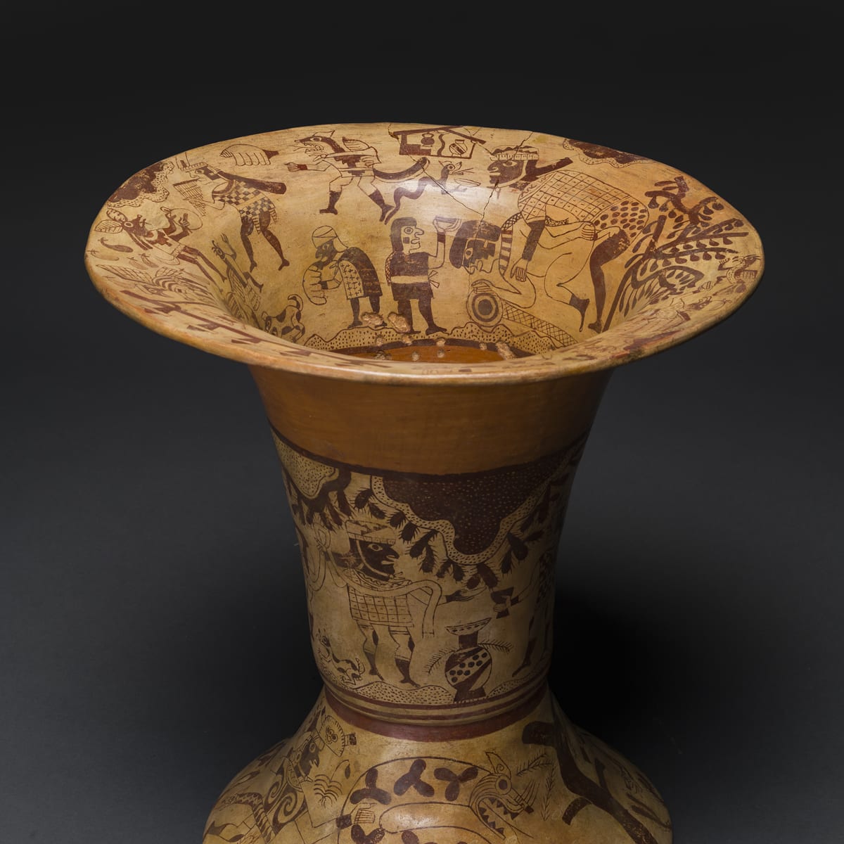 Moche Painted Terracotta Florero Vessel, 400 CE - 800 CE