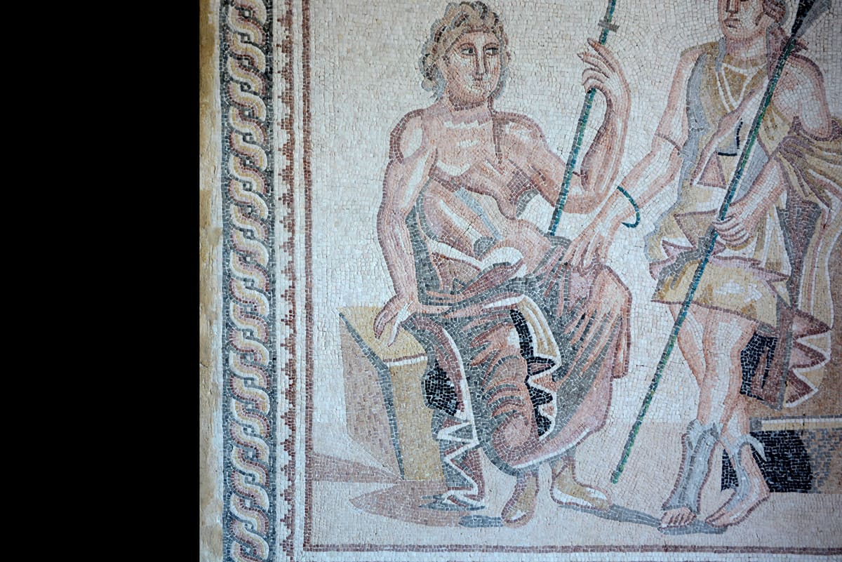 Roman Mosaic Depicting Meleager and Atalanta, 100 CE - 300 CE