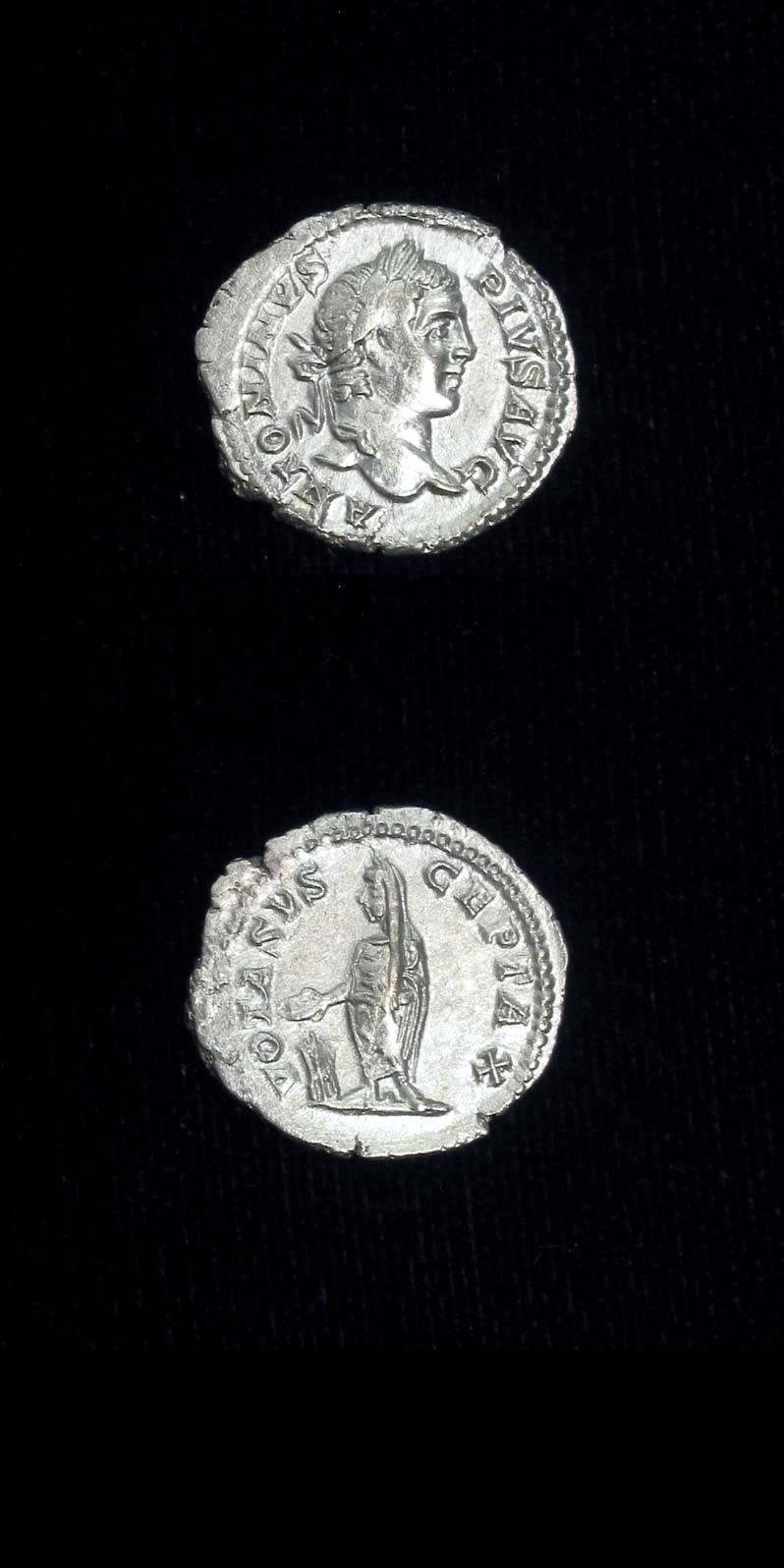 Silver Denarius of Emperor Caracalla, 200 CE - 210 CE