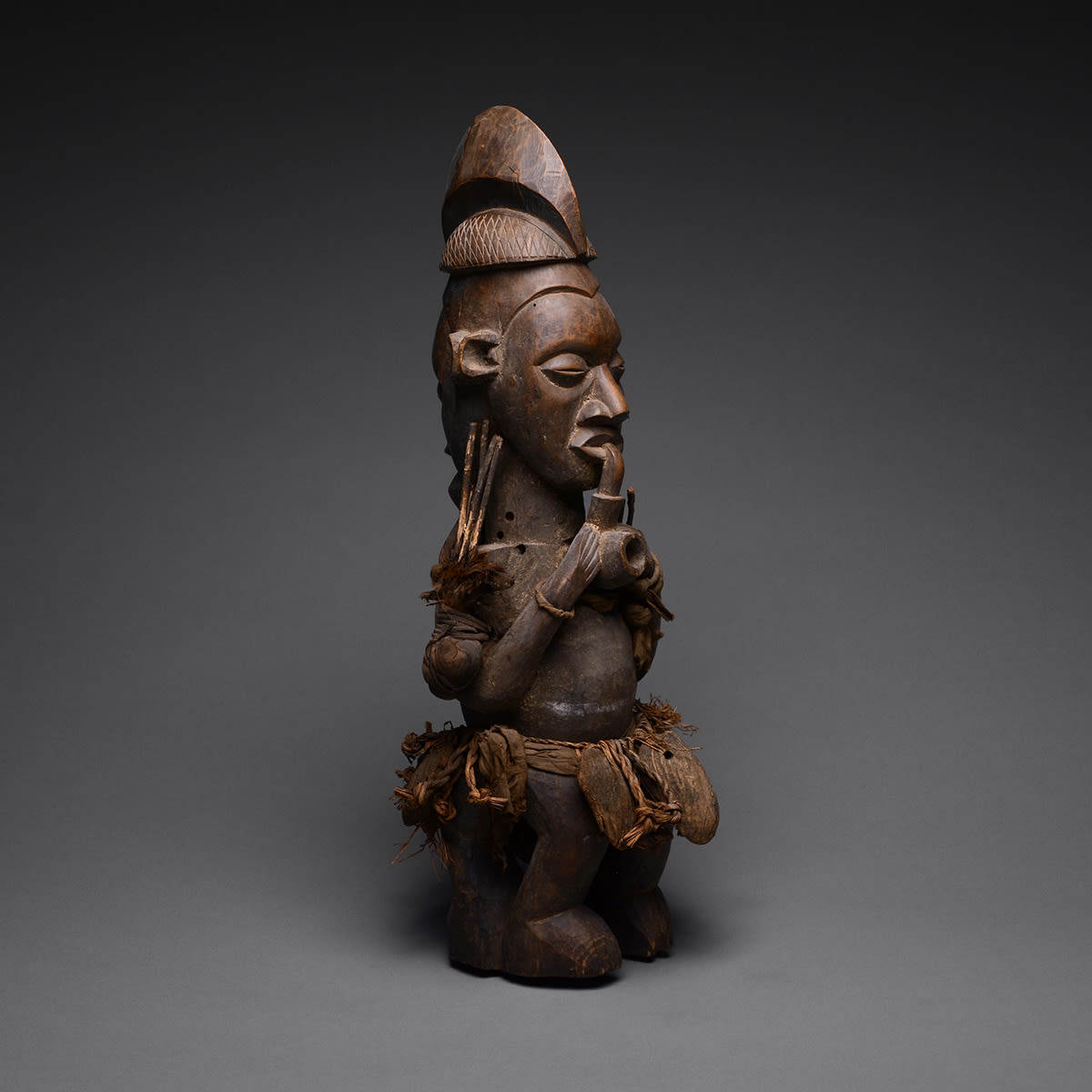 Yaka Wooden Janiform Sculpture, 20th Century CE