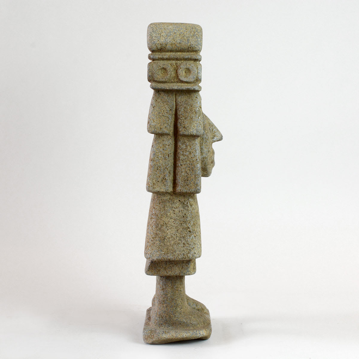 Aztec Stone Figure Wearing an Ornate Headdress, 1300 CE - 1550 CE