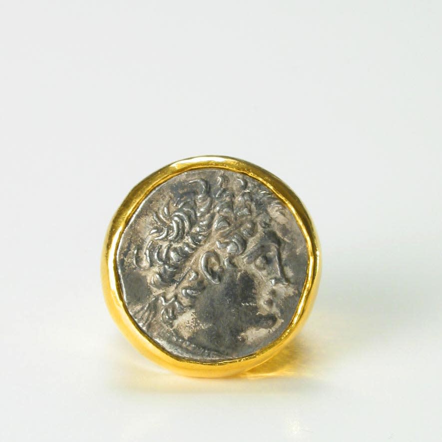 Gold Ring with Silver Tetradrachm of King Ptolemy XII, 85 BCE - 51 BCE