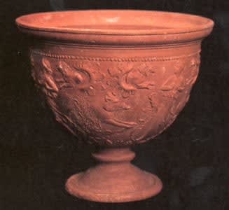 Footed Cup With Molded Decorations, 100 BCE - 100 CE