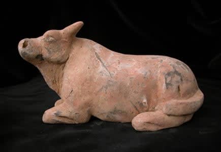Tang Terracotta Sculpture of a Recumbent Ox, 618 CE - 906 CE