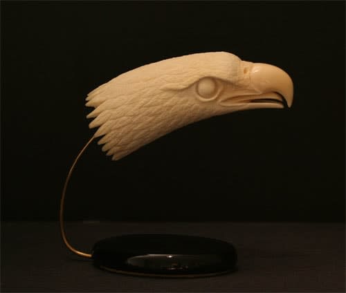 American Indian Ivory Sculpture of a Head of an Eagle, 20th Century CE