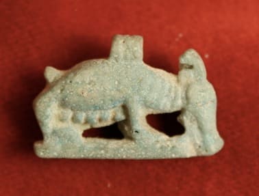 26th Dynasty Faience Amulet of a Sow, 664 BCE - 525 BCE